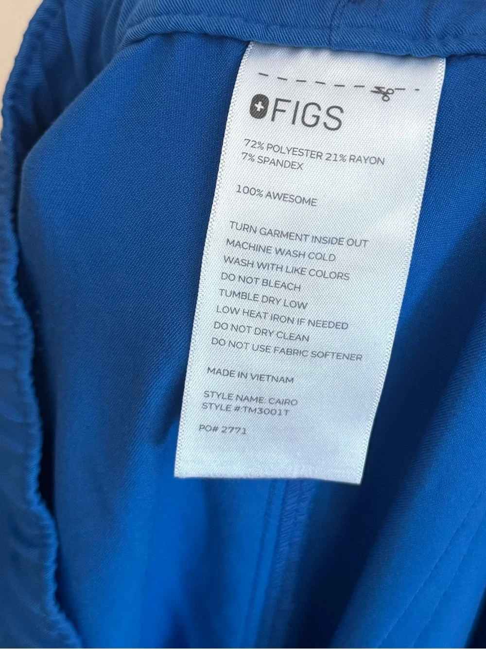 Figs Men’s Cairo Cargo Scrub Pants Size XL Tall Royal Blue PO 2771 TM3001T
